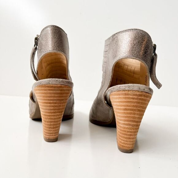 Paul Green Cayanne Peep Toe Bootie Metallic Smoke Grey Sandals‎ Pumps Size 7 - Picture 6 of 8